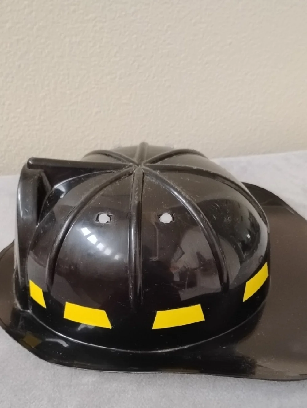 D- Kids Black Firefighter Dress-Up Helmet with Yellow Accents